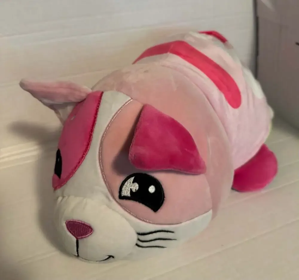 Flip A Zoo Mushmallows Reversible Katana Kitty Plush to Blue & Green Dog